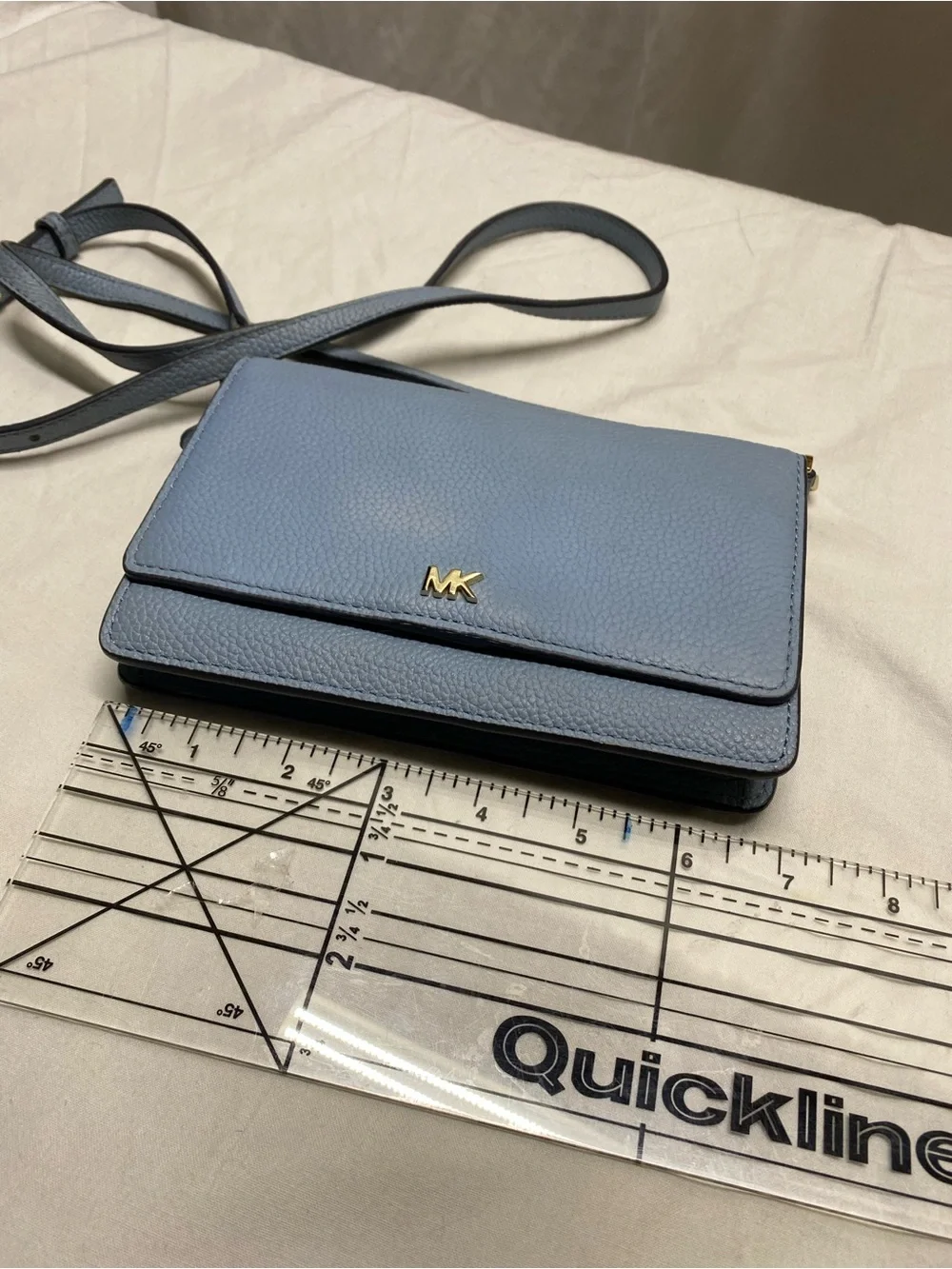 MK Mott Convertible Leather Wallet Crossbody Clutch - Chambray Blue